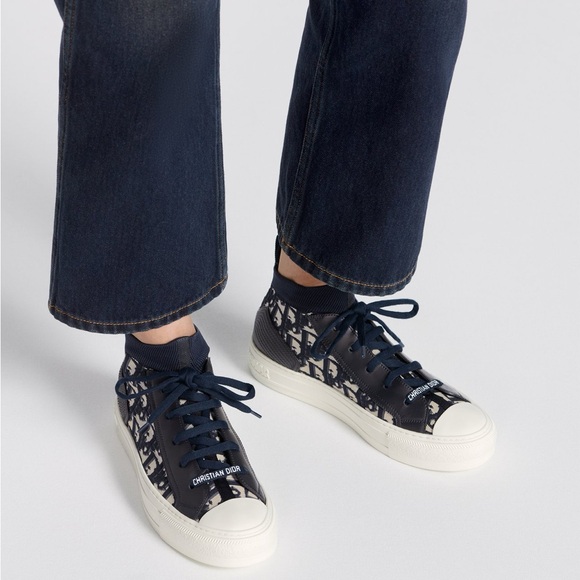 Christian Dior Walk'n'Dior Deep Blue Oblique Technical Mesh High Top Sneakers - Picture 2 of 12